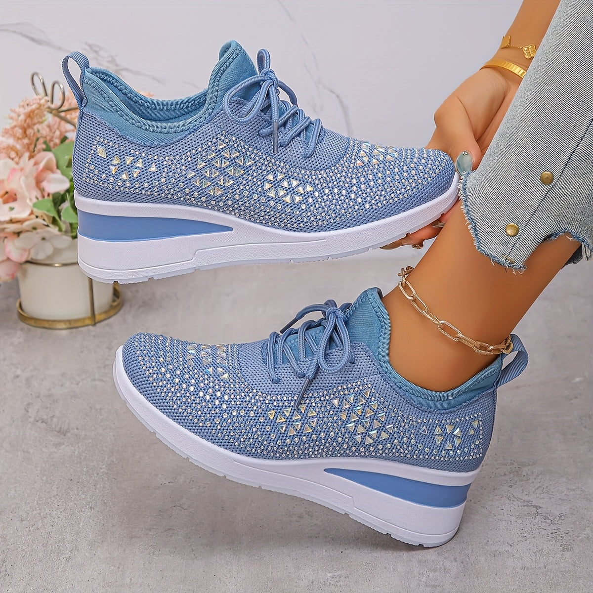 Solara | Glitzernde Keil-Sneaker
