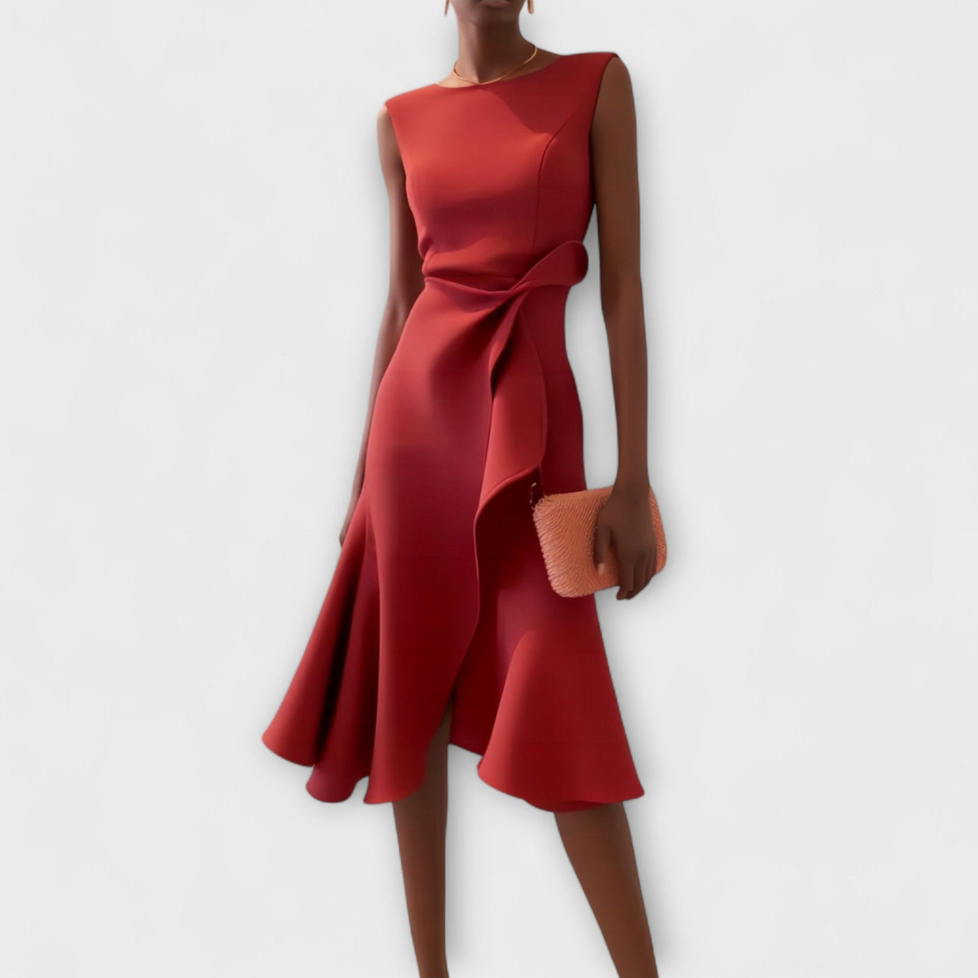 Amelia | Draped Asymmetric Midi Dress
