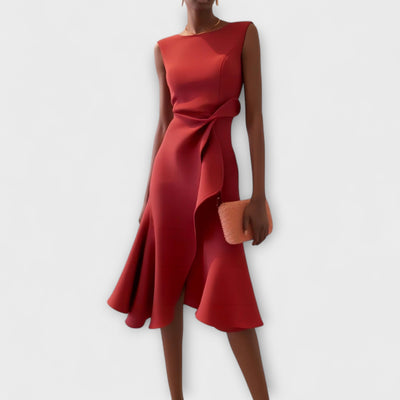 Amelia | Draped Asymmetric Midi Dress