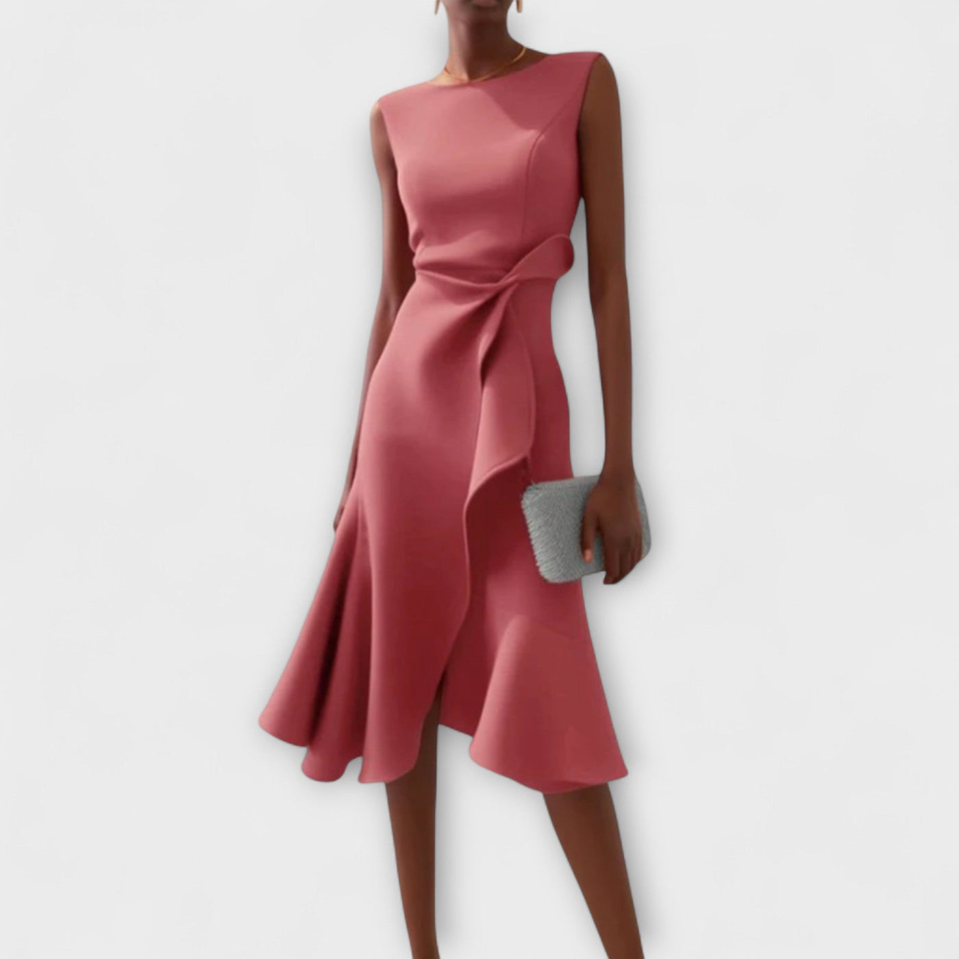 Amelia | Draped Asymmetric Midi Dress