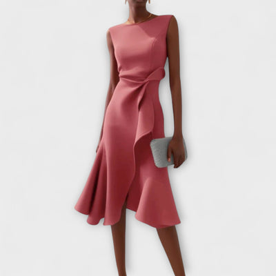 Amelia | Draped Asymmetric Midi Dress