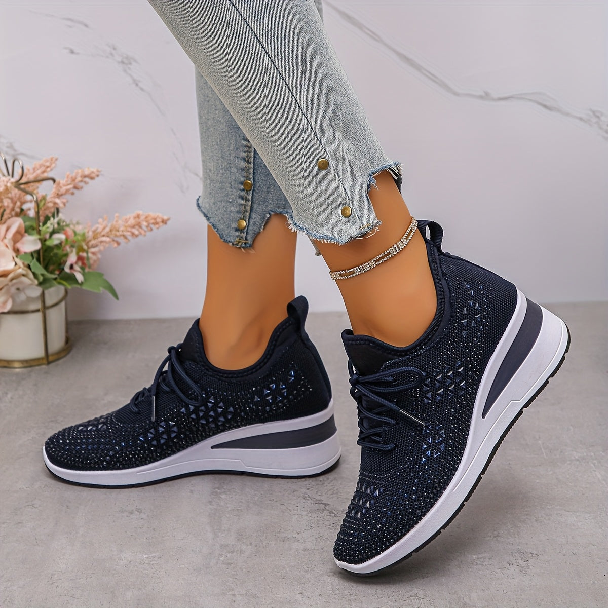 Solara | Glitzernde Keil-Sneaker