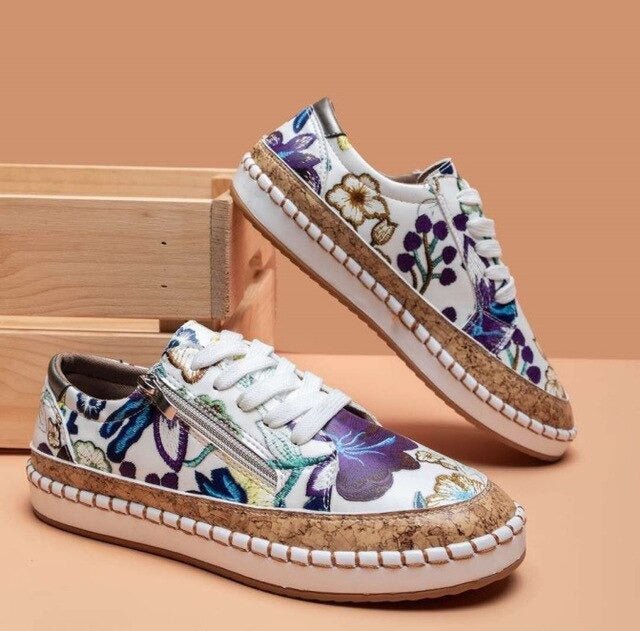 Oluchi – Florale orthopädische Sneakers mit Reißverschluss