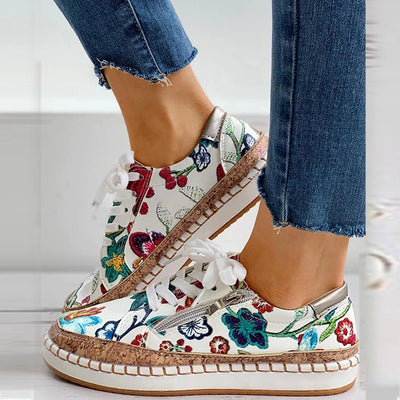 Oluchi – Florale orthopädische Sneakers mit Reißverschluss