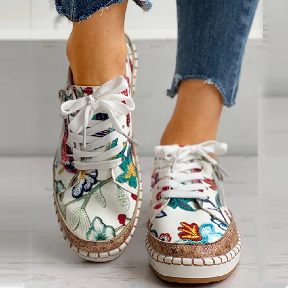 Oluchi – Florale orthopädische Sneakers mit Reißverschluss