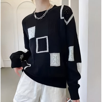 Lunara | Gemütlicher geometrischer Pullover mit Lochmuster
