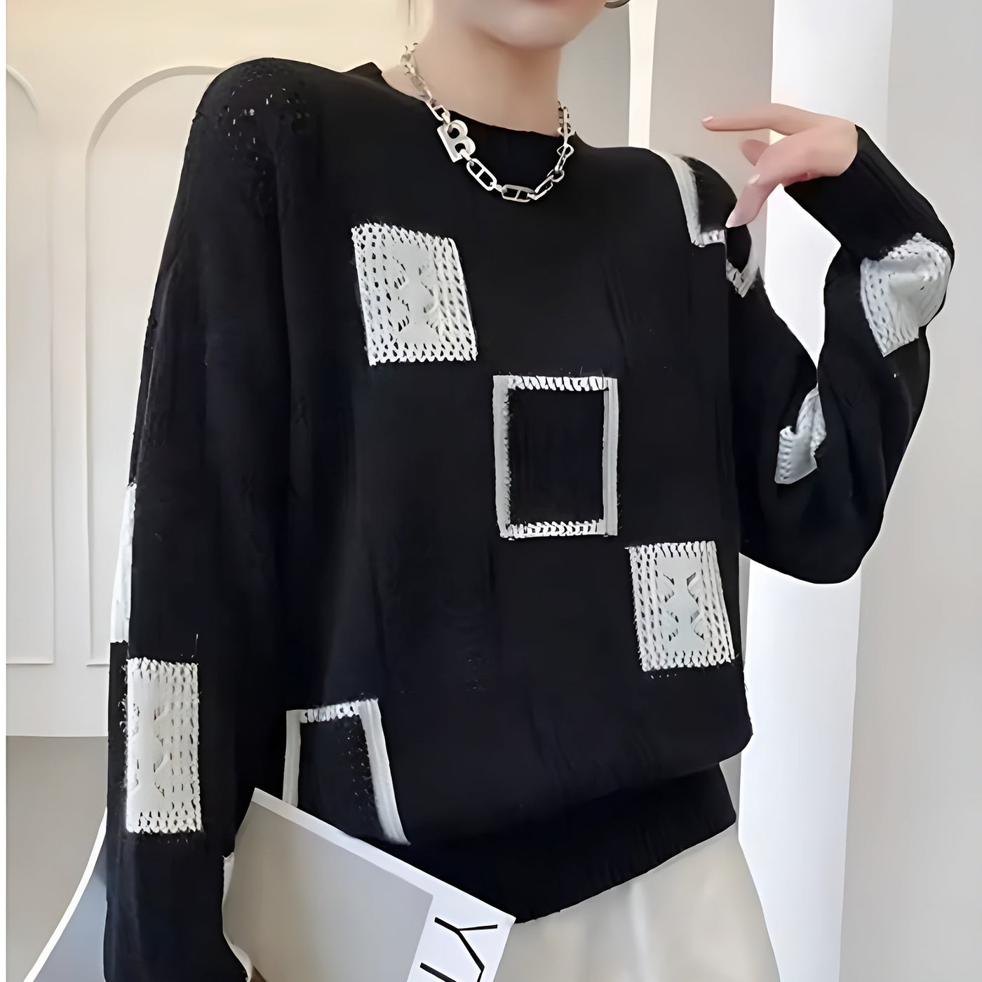 Lunara | Gemütlicher geometrischer Pullover mit Lochmuster