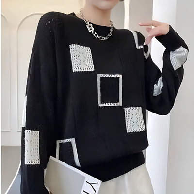 Lunara | Gemütlicher geometrischer Pullover mit Lochmuster