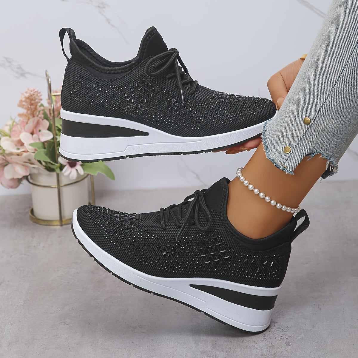 Solara | Glitzernde Keil-Sneaker
