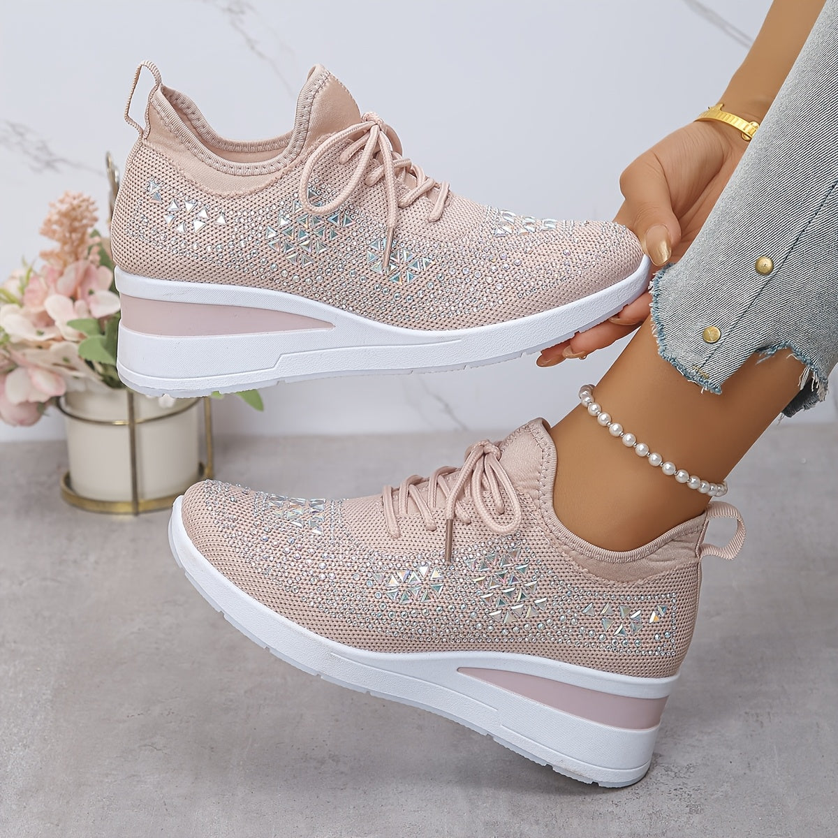 Solara | Glitzernde Keil-Sneaker