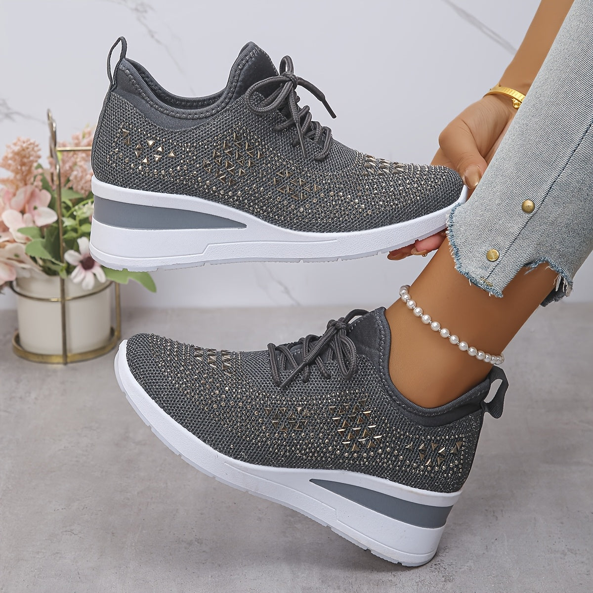 Solara | Glitzernde Keil-Sneaker